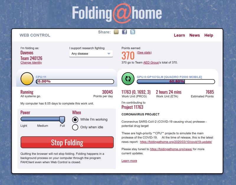 Folding At Home webportal
